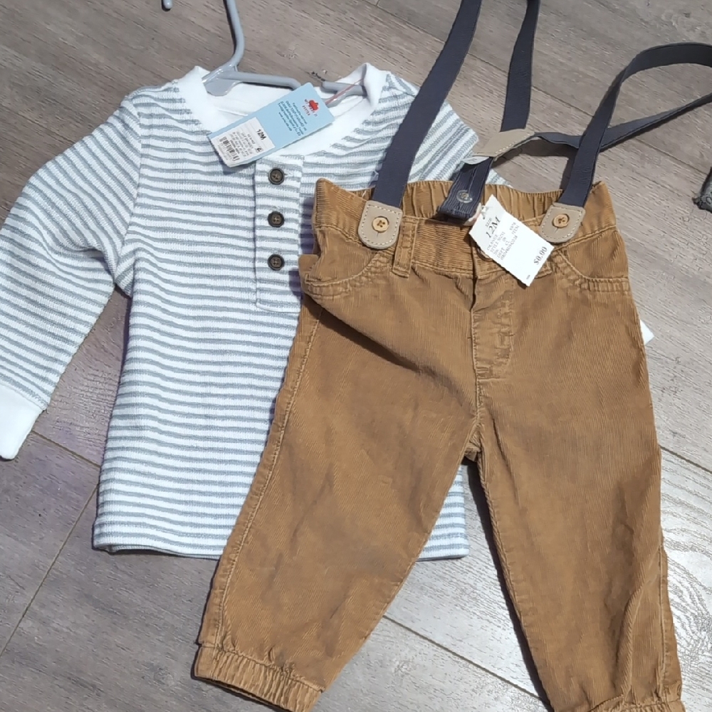 Brown Corduroy Suspender Pants for Kids